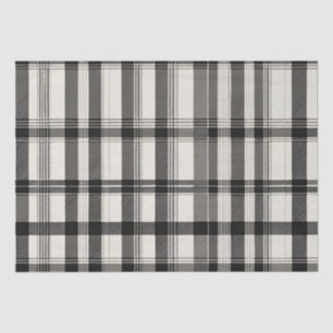 Modern Black White Monochrome Plaid Tissue Paper