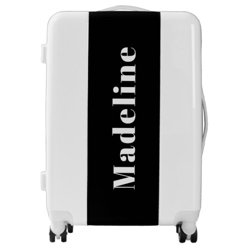 Modern Black White Monogram Chic Bold Name Custom Luggage