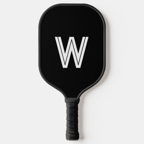 Modern black &amp;white monogram initial pickleball paddle