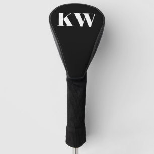 Modern Black White Monogram Initials Personalized Golf Head Cover