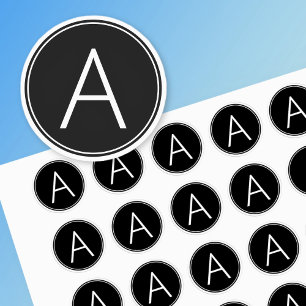 Modern Black & White Monogram Labels