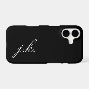 Modern Black White Monogram Name iPhone 17 Case