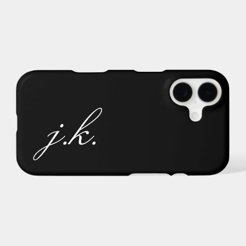 Modern Black White Monogram Name iPhone 17 Case