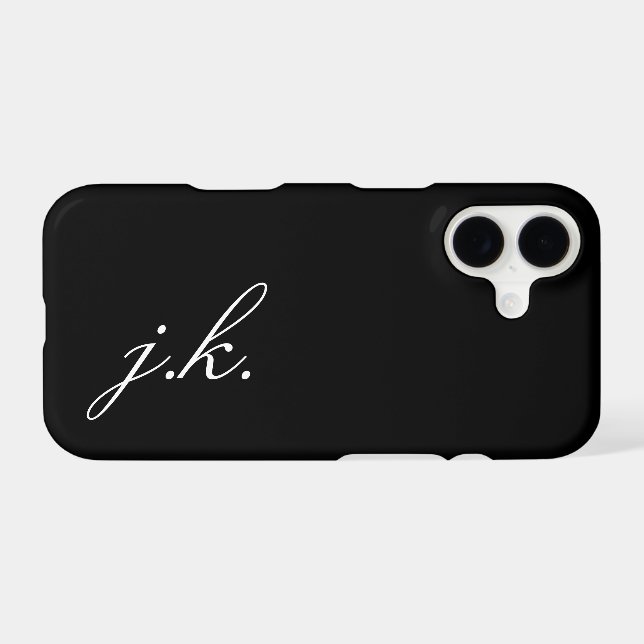 Modern Black White Monogram Name Case-Mate iPhone Case (Back (Horizontal))