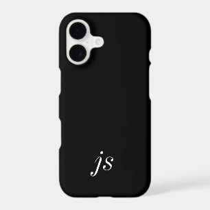 Modern Black White Monogram Name iPhone 17 Case
