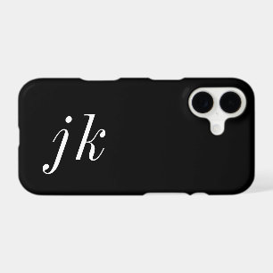 Modern Black White Monogram Name iPhone 17 Case