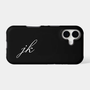 Modern Black White Monogram Name iPhone 17 Case