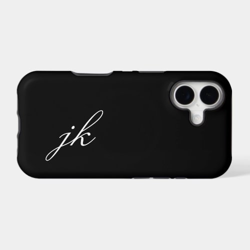 Modern Black White Monogram Name iPhone 17 Case