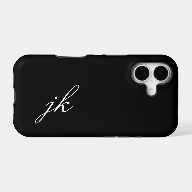Modern Black White Monogram Name Case-Mate iPhone Case (Back (Horizontal))