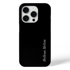 Modern Black White Monogram Name iPhone 15 Pro Case
