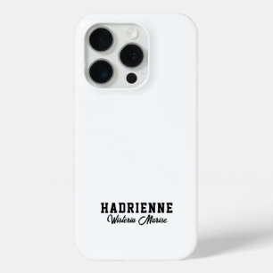 Modern Black White Monogram Name iPhone 15 Pro Case
