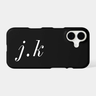 Modern Black White Monogram Name iPhone 17 Case
