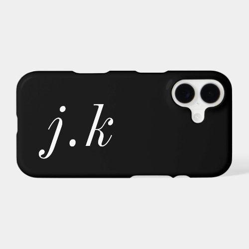 Modern Black White Monogram Name iPhone 17 Case