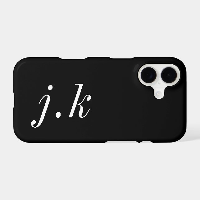Modern Black White Monogram Name Case-Mate iPhone Case (Back (Horizontal))