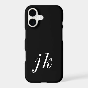 Modern Black White Monogram Name iPhone 17 Case