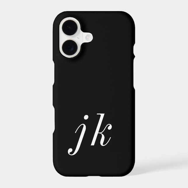 Modern Black White Monogram Name Case-Mate iPhone Case (Back)