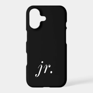 Modern Black White Monogram Name iPhone 17 Case