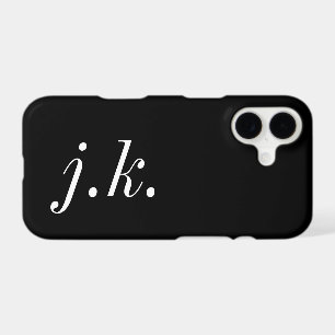Modern Black White Monogram Name iPhone 17 Case
