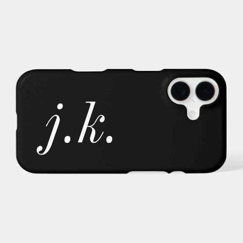 Modern Black White Monogram Name iPhone 17 Case
