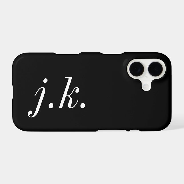 Modern Black White Monogram Name Case-Mate iPhone Case (Back (Horizontal))