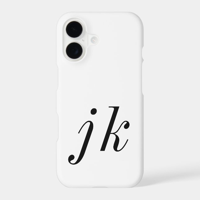 Modern Black White Monogram Name Case-Mate iPhone Case (Back)