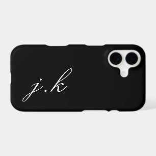 Modern Black White Monogram Name iPhone 17 Case