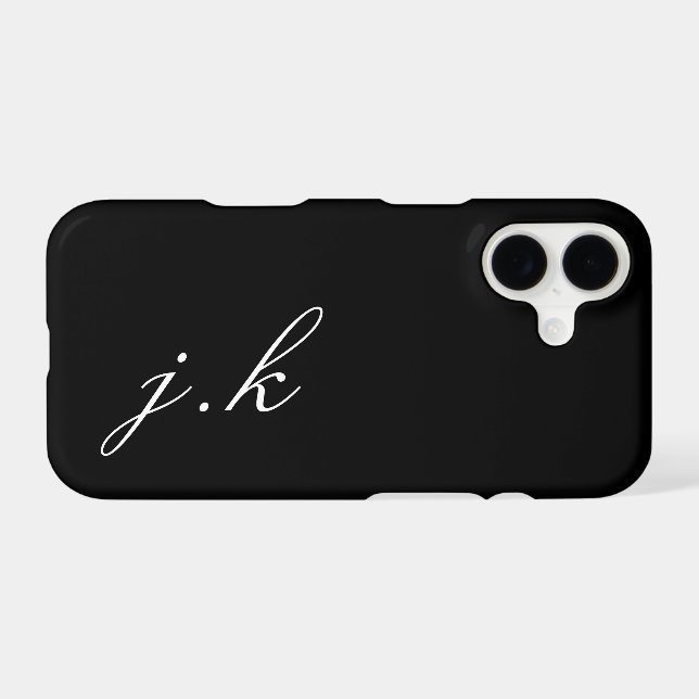 Modern Black White Monogram Name Case-Mate iPhone Case (Back (Horizontal))