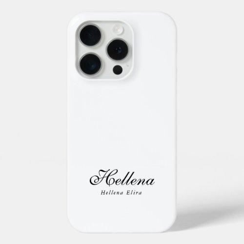Modern Black White Monogram Name iPhone 15 Pro Case