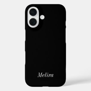 Modern Black White Monogram Name iPhone 16 Case