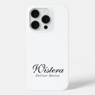 Modern Black White Monogram Name iPhone 15 Pro Case