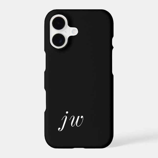 Modern Black White Monogram Name Case-Mate iPhone Case (Back)