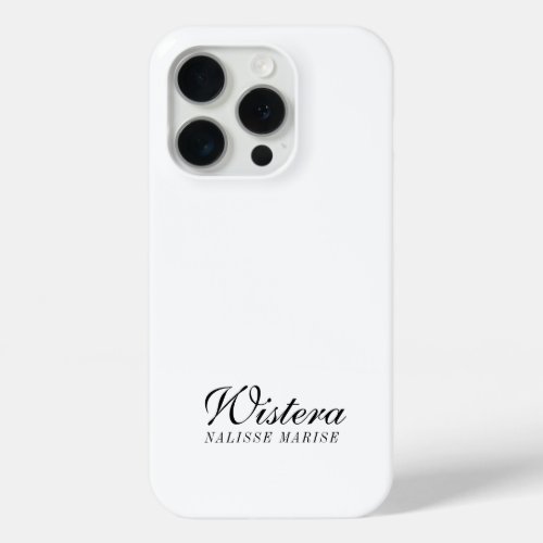 Modern Black White Monogram Name iPhone 15 Pro Case
