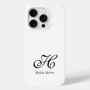 Modern Black White Monogram Name iPhone 15 Pro Case