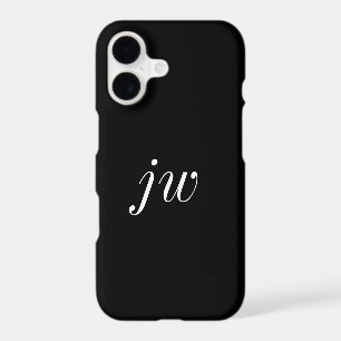 Modern Black White Monogram Name iPhone 17 Case