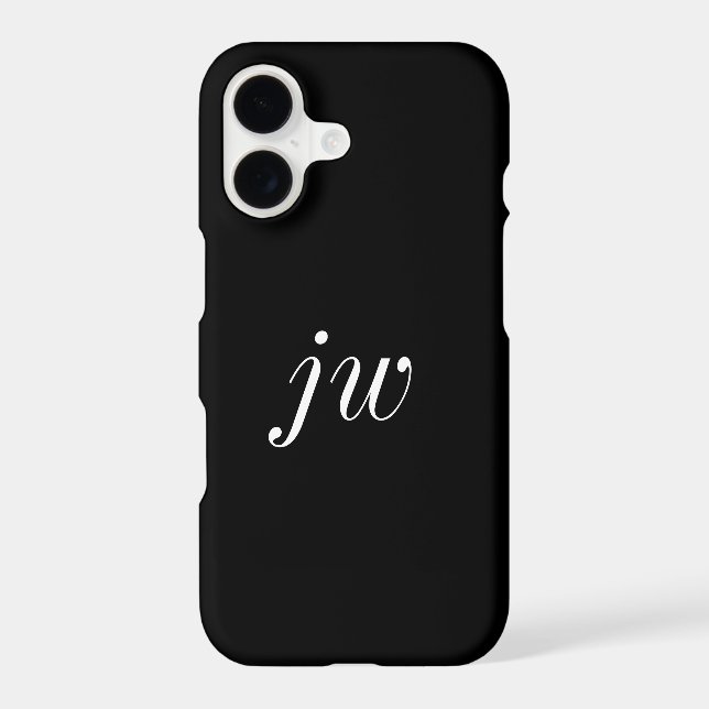 Modern Black White Monogram Name Case-Mate iPhone Case (Back)