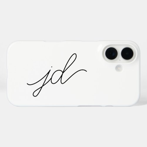 Modern Black White Monogram Name iPhone 16 Case