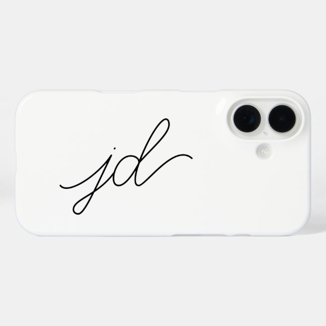 Modern Black White Monogram Name Case-Mate iPhone Case (Back (Horizontal))