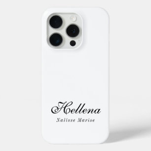 Modern Black White Monogram Name iPhone 15 Pro Case