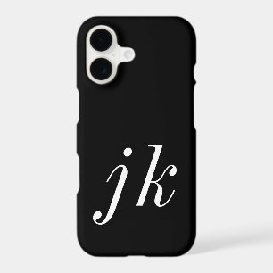 Modern Black White Monogram Name iPhone 17 Case
