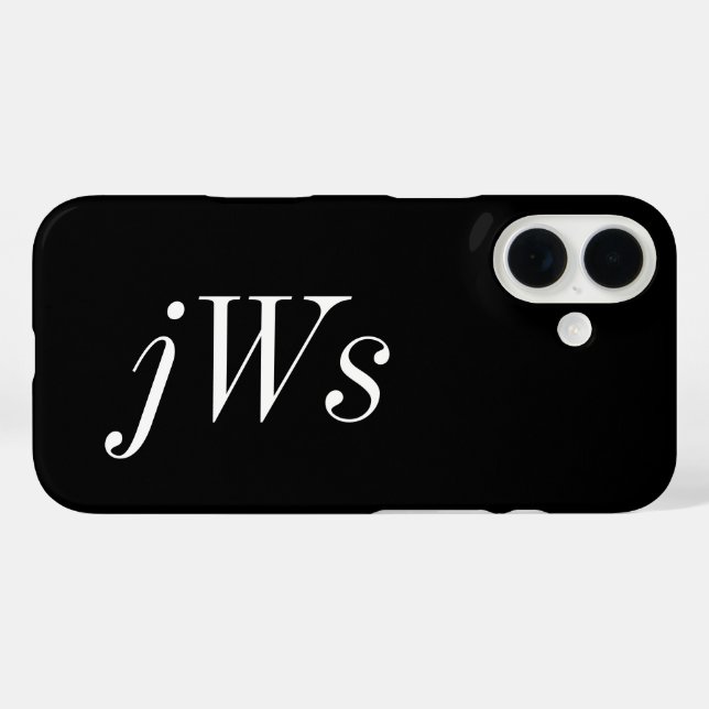 Modern Black White Monogram Name Case-Mate iPhone Case (Back (Horizontal))