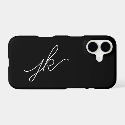 Modern Black White Monogram Name iPhone 17 Case