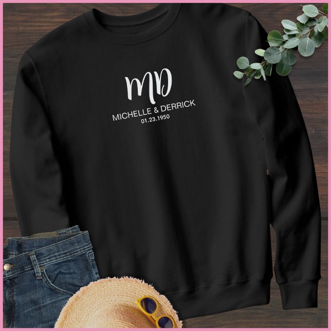 Modern Black & White Monogram Name Husband Sweatshirt (Creator Uploaded)