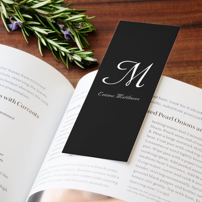 Modern Black & White Monogram Name Initials  Bookmarks (Book)