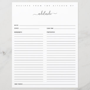 Modern Black White Monogram Name Recipes By Recipe