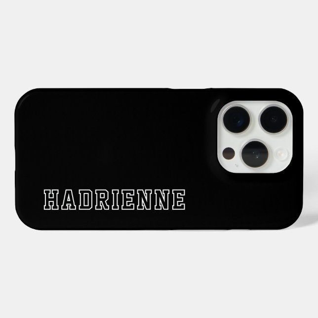 Modern Black White Monogram Outline Name Case-Mate iPhone Case (Back (Horizontal))