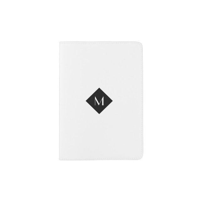 Modern Black & White Monogram | Passport Holder (Front)