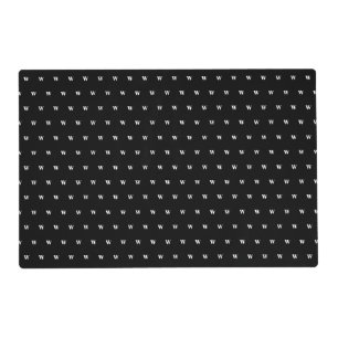 Modern black white monogram pattern two sided chic placemat