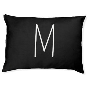 Modern Black White Monogram Pet Bed