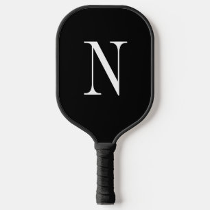 Modern Black &white monogram Pickleball Paddle