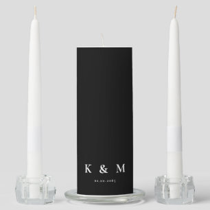 Modern Black & White Monogram Unity Candle Set